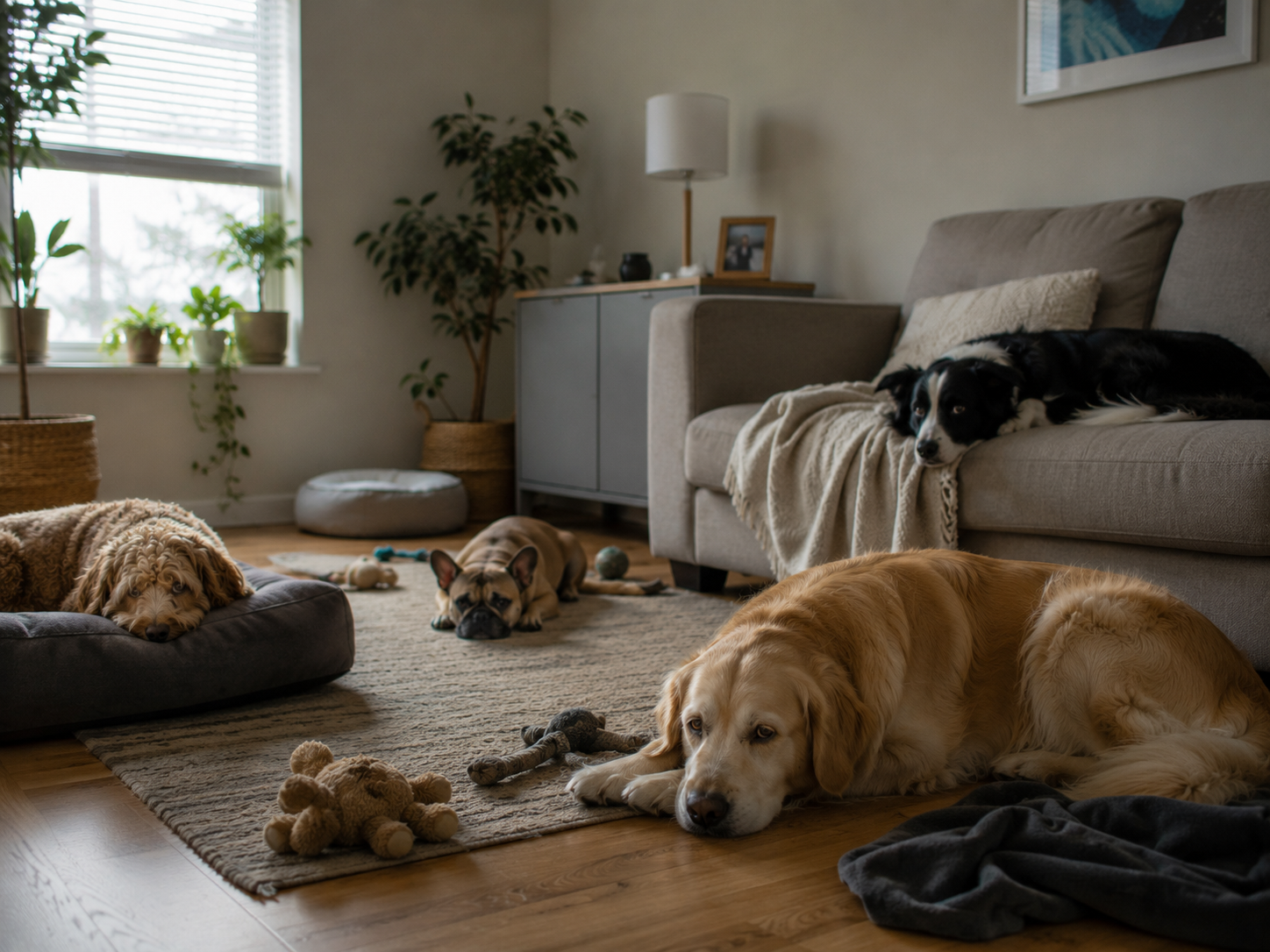 dog separation anxiety, dog behavior, bored dog, anxious dog, dog barking alone, dog destruction, dog training
